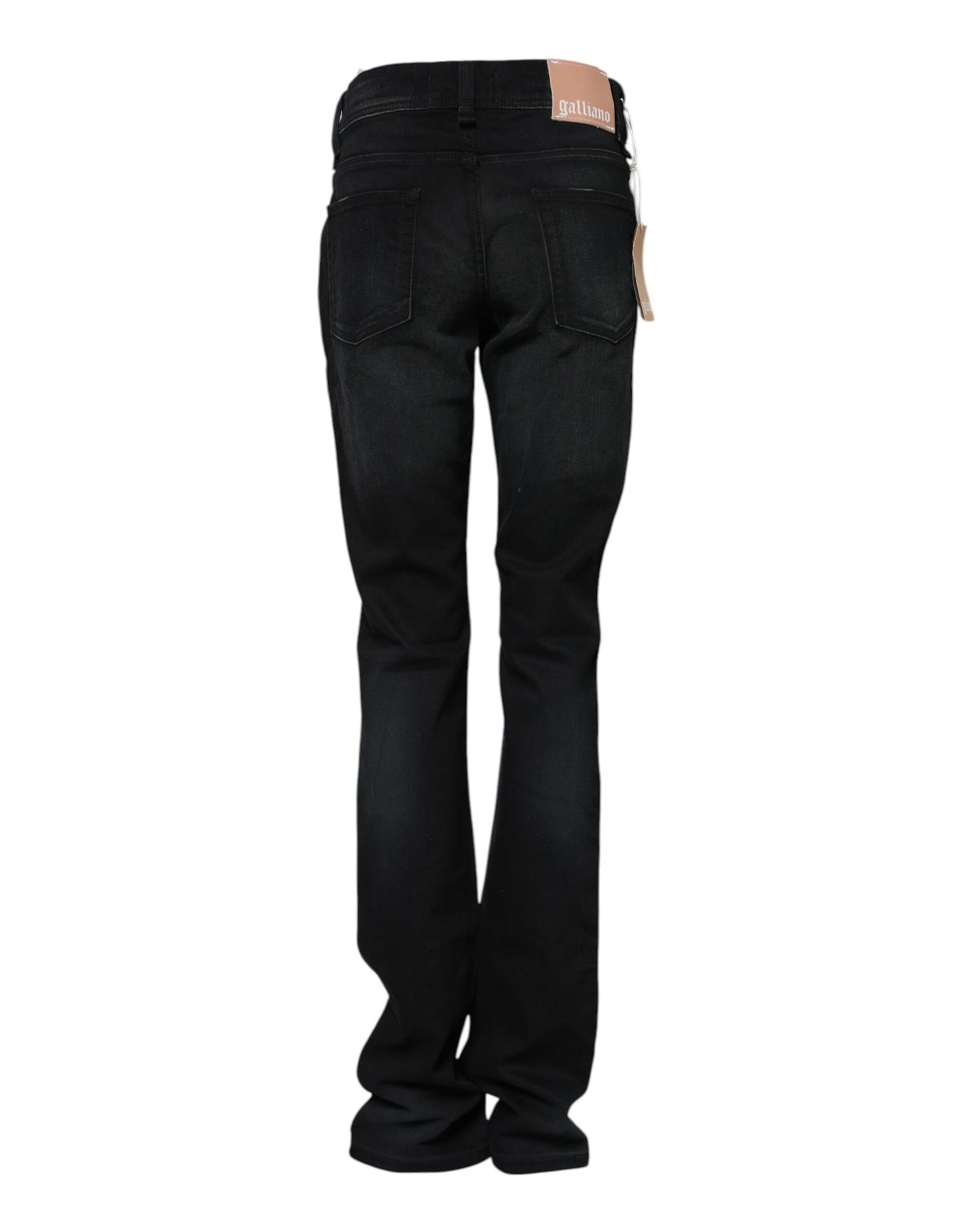 Jeans affusolati a vita media in cotone nero John Galliano