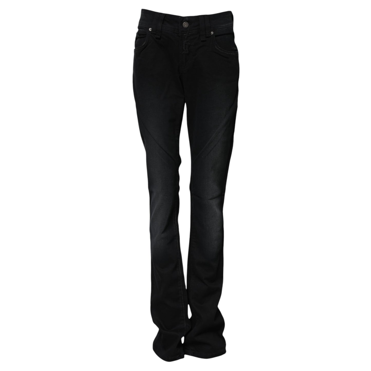 Jeans affusolati a vita media in cotone nero John Galliano