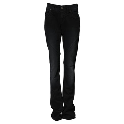 Jeans affusolati a vita media in cotone nero John Galliano