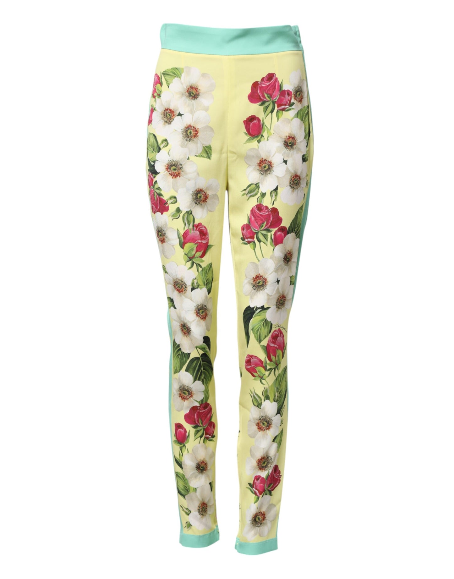 Leggings in seta gialla con stampa floreale Dolce & Gabbana