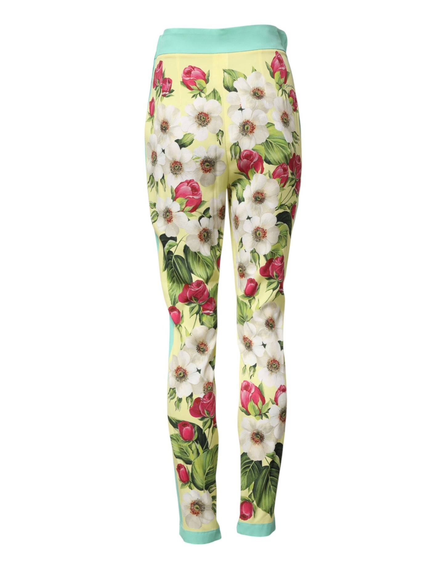 Leggings in seta gialla con stampa floreale Dolce & Gabbana
