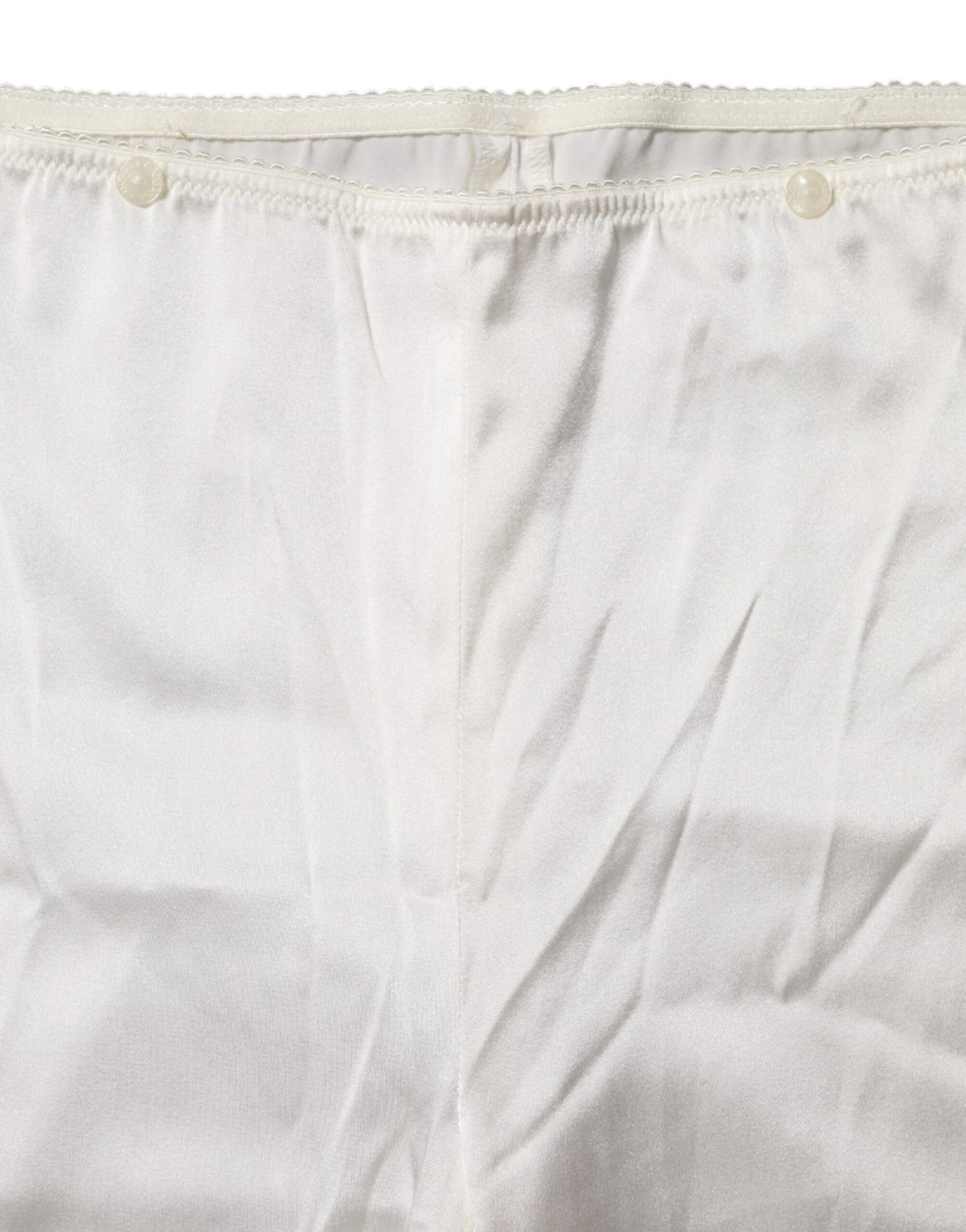 Pantaloni a vita alta affusolati in seta color avorio Dolce &amp; Gabbana