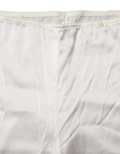 Pantaloni a vita alta affusolati in seta color avorio Dolce &amp; Gabbana