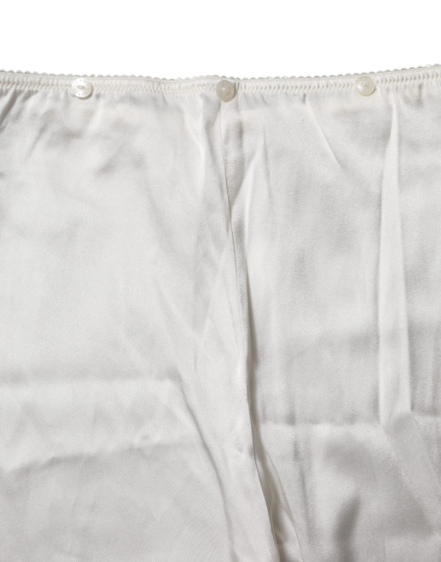 Pantaloni a vita alta affusolati in seta color avorio Dolce &amp; Gabbana