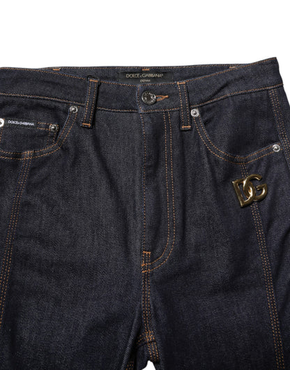 Jeans bootcut in cotone nero a vita media Dolce &amp; Gabbana 