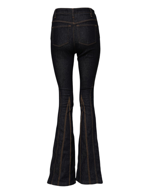 Jeans bootcut in cotone nero a vita media Dolce &amp; Gabbana 