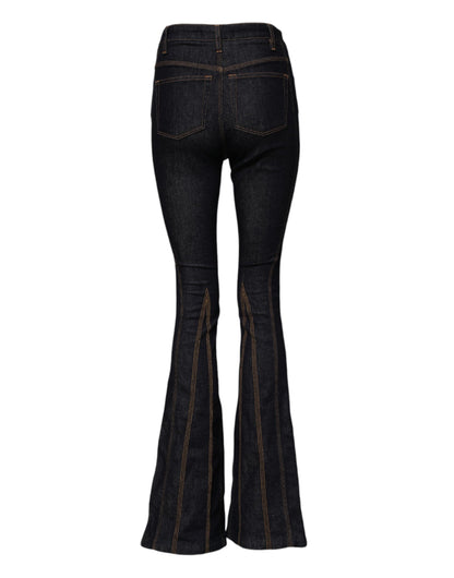 Jeans bootcut in cotone nero a vita media Dolce &amp; Gabbana 