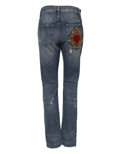 Jeans boyfriend in cotone blu Dolce & Gabbana 