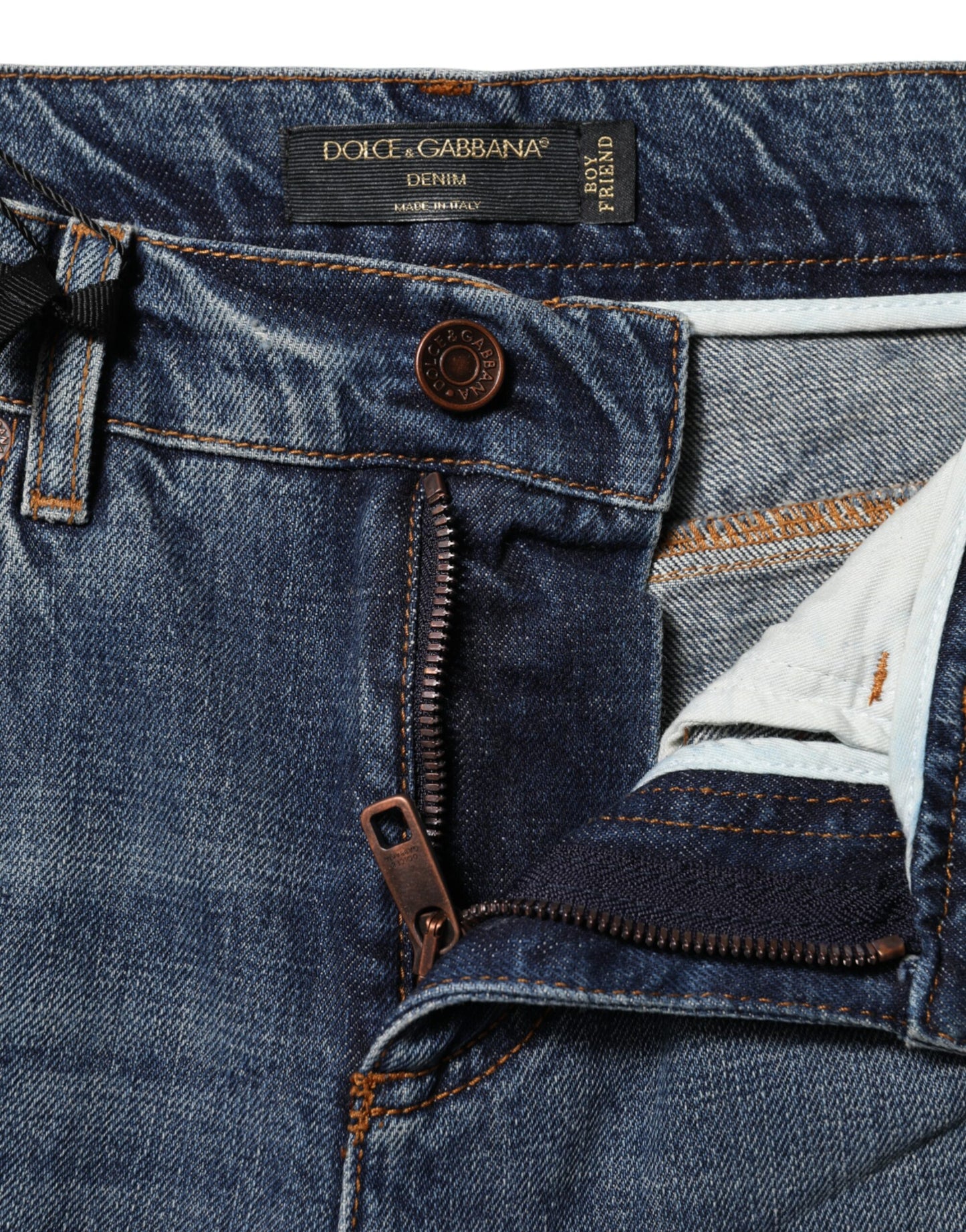 Jeans boyfriend in cotone blu Dolce & Gabbana 