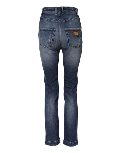 Jeans in denim con strass blu Dolce &amp; Gabbana 