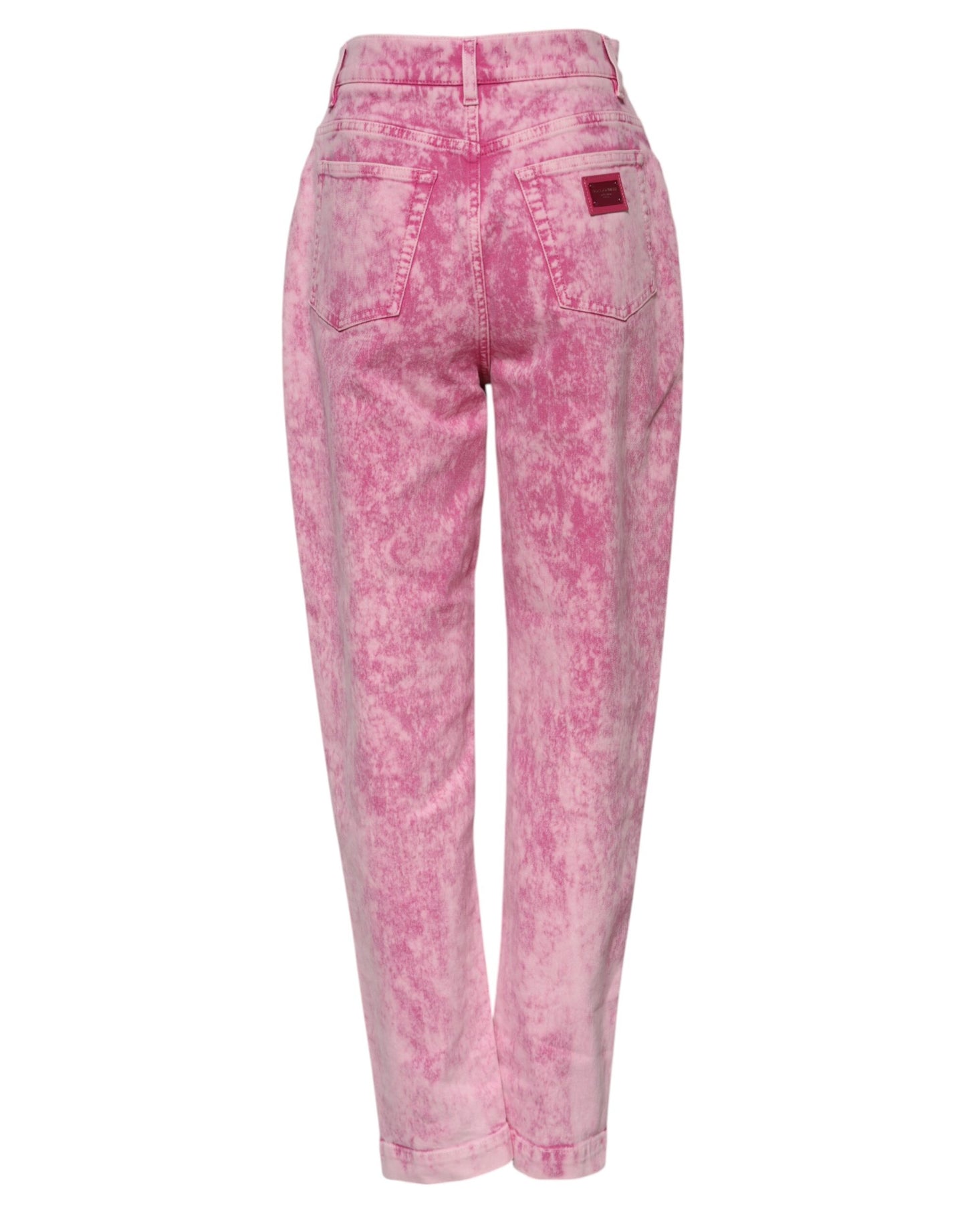 Jeans affusolati a vita alta in denim tie-dye rosa Dolce &amp; Gabbana 