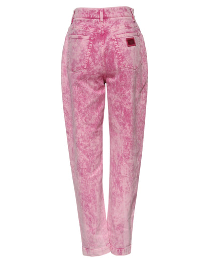 Jeans affusolati a vita alta in denim tie-dye rosa Dolce &amp; Gabbana 
