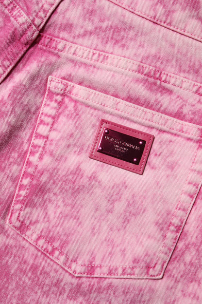 Jeans affusolati a vita alta in denim tie-dye rosa Dolce &amp; Gabbana 
