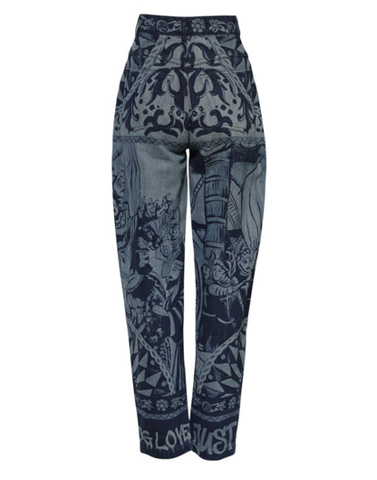Jeans affusolati in denim con stampa grafica blu Dolce &amp; Gabbana 