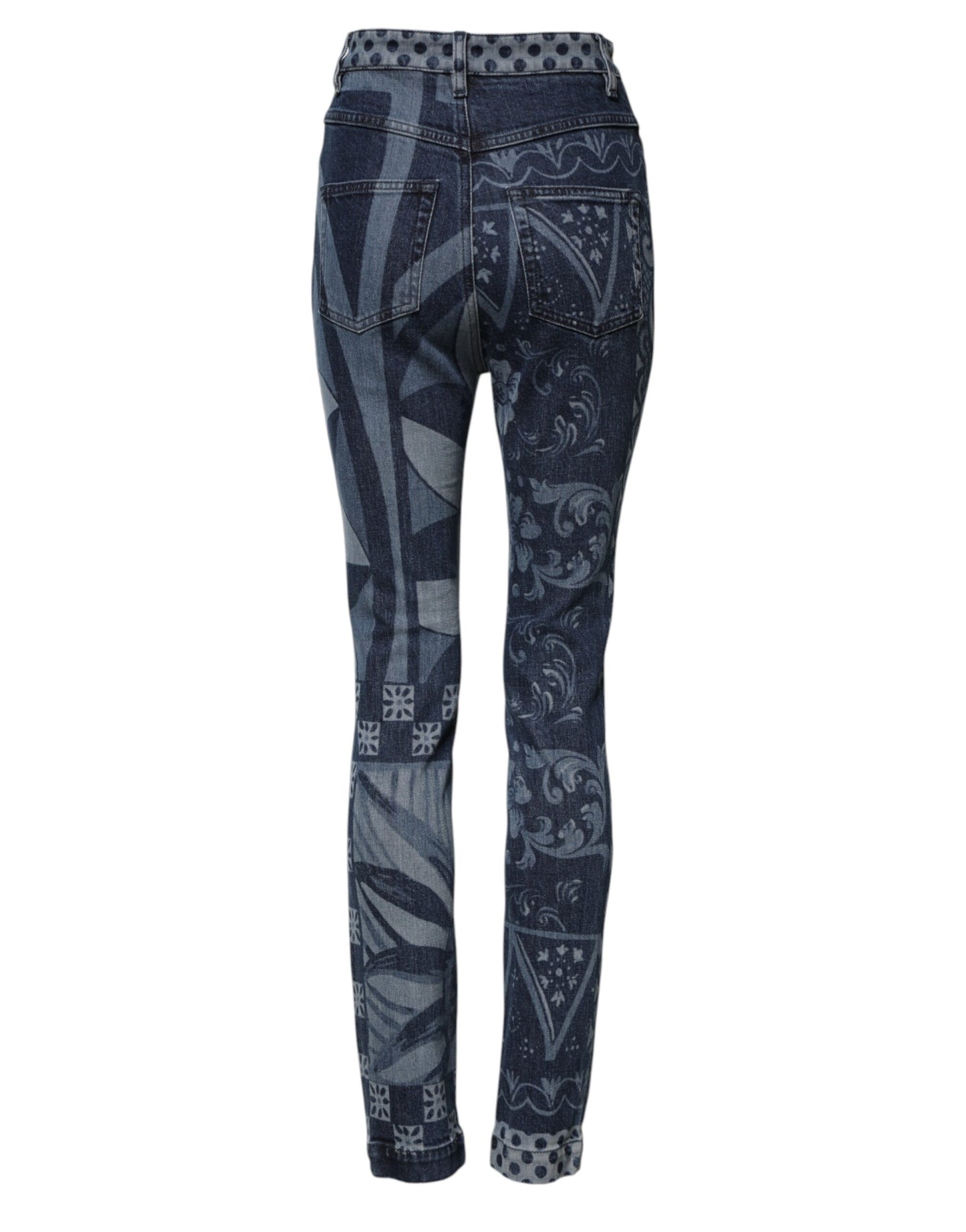 Jeans skinny in cotone con stampa grafica blu Dolce &amp; Gabbana 