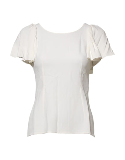 Dolce &amp; Gabbana Top camicetta bianca a maniche corte con scollo rotondo