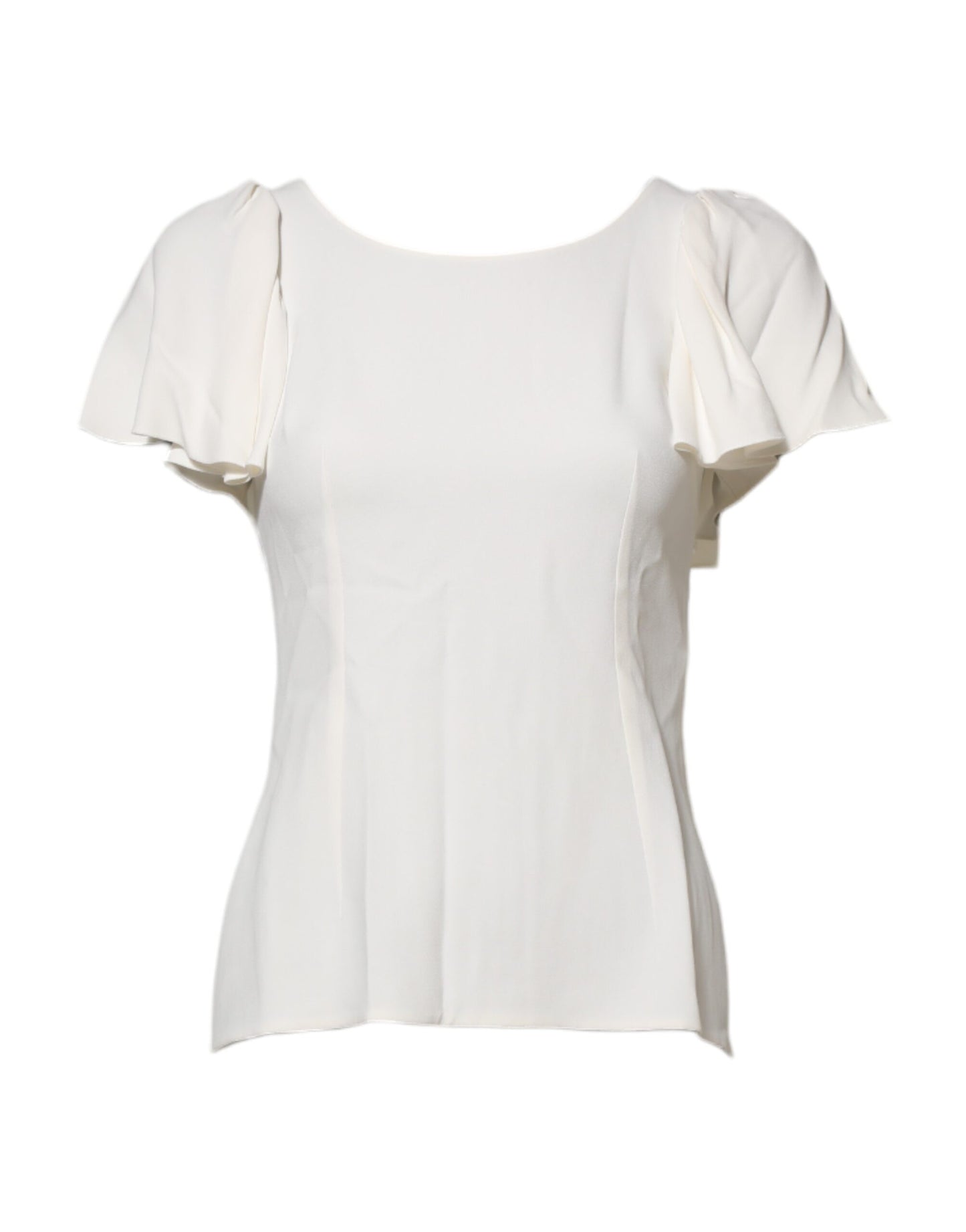 Dolce &amp; Gabbana Top camicetta bianca a maniche corte con scollo rotondo