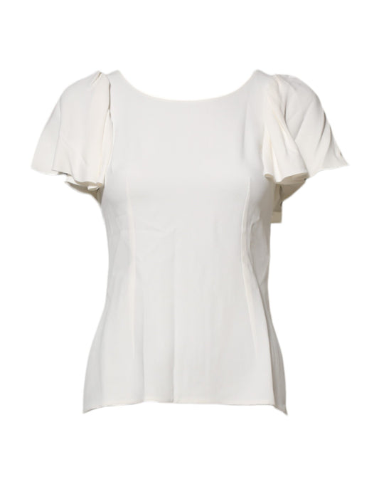 Dolce &amp; Gabbana Top camicetta bianca a maniche corte con scollo rotondo