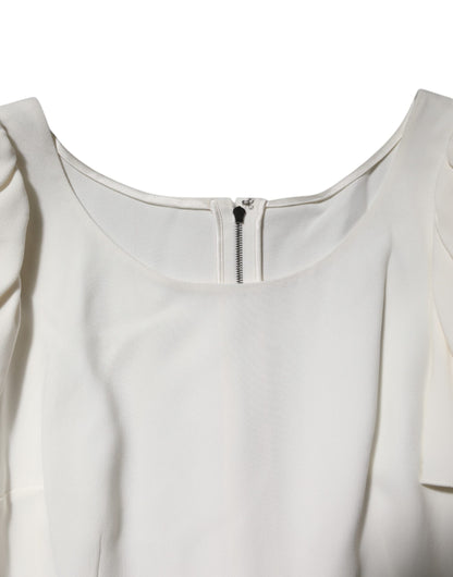 Dolce &amp; Gabbana Top camicetta bianca a maniche corte con scollo rotondo
