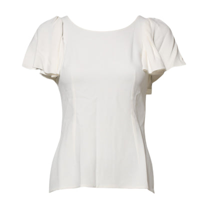 Dolce &amp; Gabbana Top camicetta bianca a maniche corte con scollo rotondo