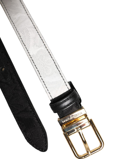 Cintura Dolce &amp; Gabbana con fibbia in metallo dorato patchwork bianco e nero