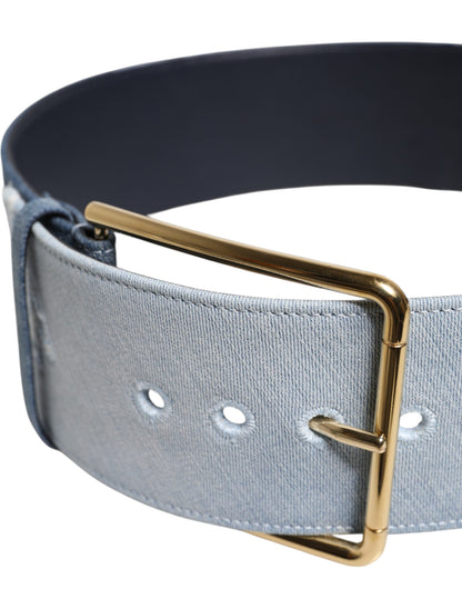Cintura Dolce &amp; Gabbana in denim blu bicolore con fibbia in metallo dorato