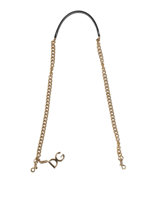 Tracolla a catena in ottone dorato con motivo leopardato marrone Dolce &amp; Gabbana