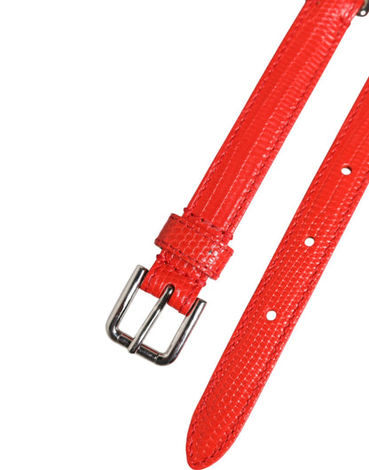 Cintura Dolce &amp; Gabbana in pelle rossa con catena argentata e motivo floreale