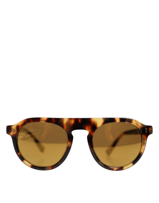 Occhiali da sole rotondi con stampa leopardata Dolce &amp; Gabbana in acetato marrone