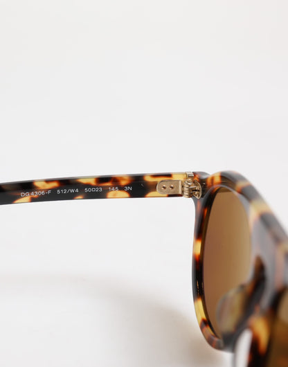 Occhiali da sole rotondi con stampa leopardata Dolce &amp; Gabbana in acetato marrone