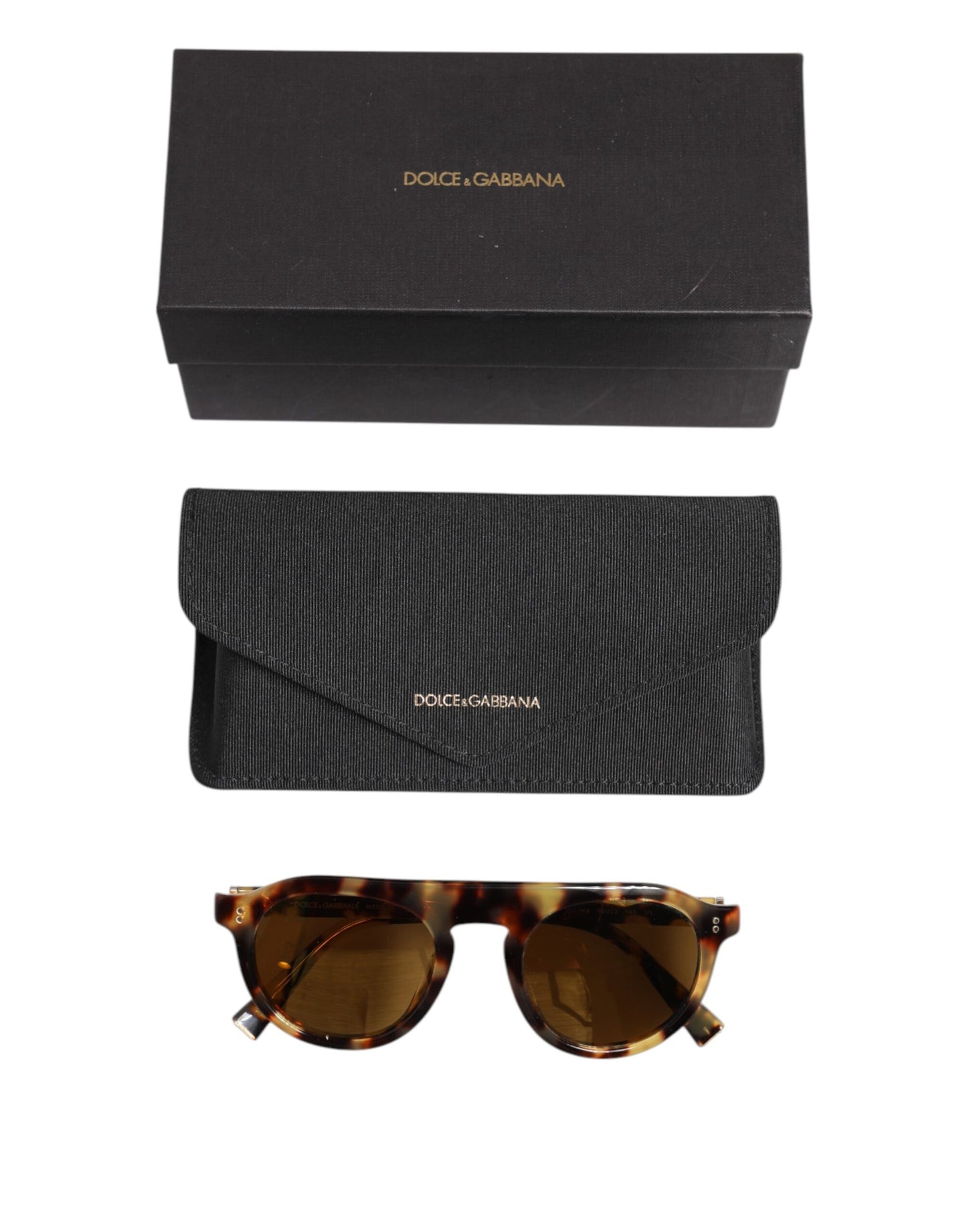 Occhiali da sole rotondi con stampa leopardata Dolce &amp; Gabbana in acetato marrone