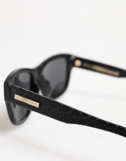 Occhiali da sole Dolce &amp; Gabbana DG4177 con montatura in pelle nera e lenti colorate