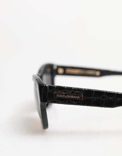 Occhiali da sole Dolce &amp; Gabbana DG4177 con montatura in pelle nera e lenti colorate