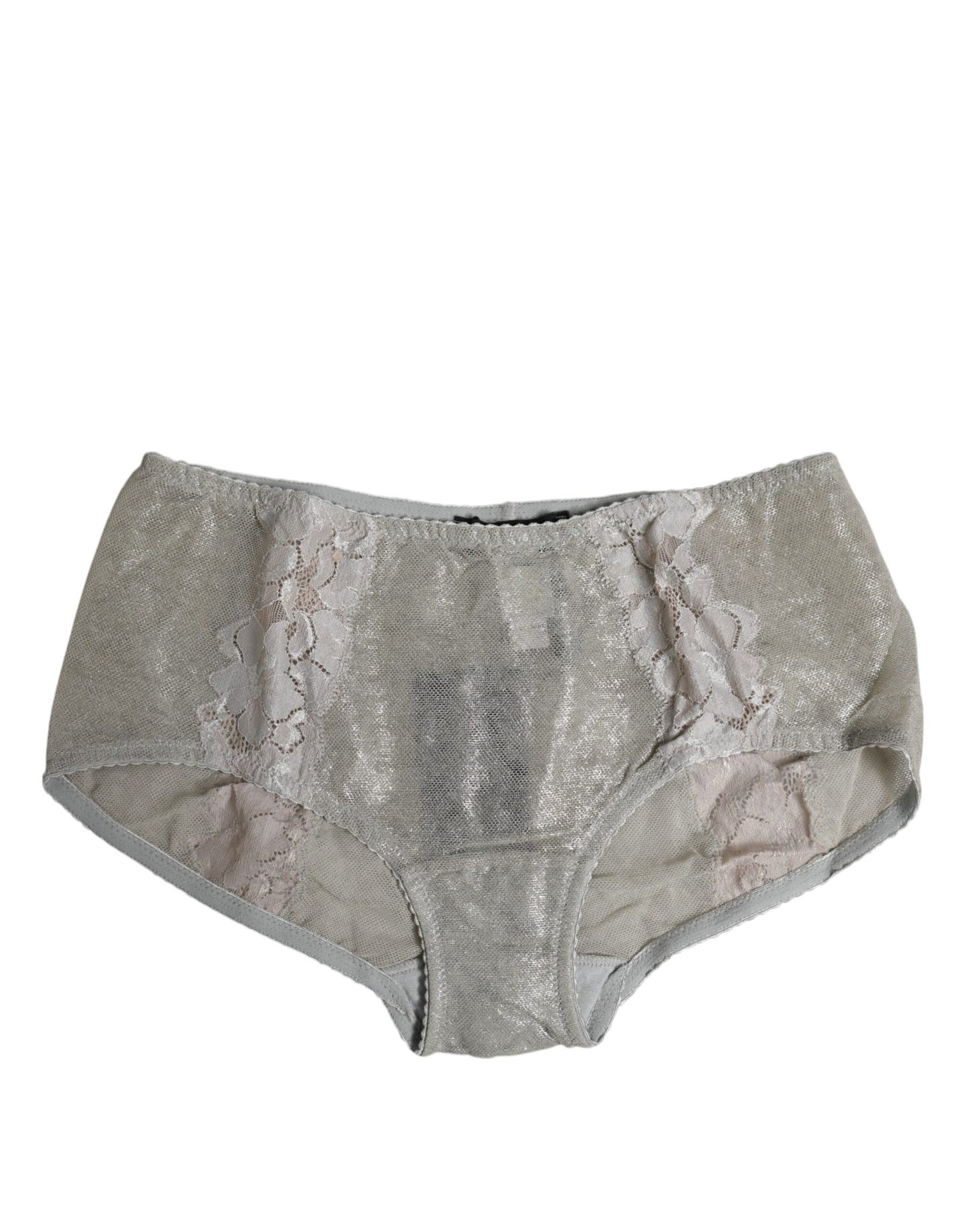 Dolce &amp; Gabbana Slip in pizzo floreale grigio a vita alta