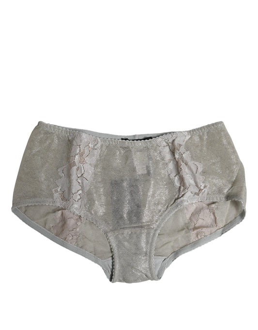 Dolce &amp; Gabbana Slip in pizzo floreale grigio a vita alta