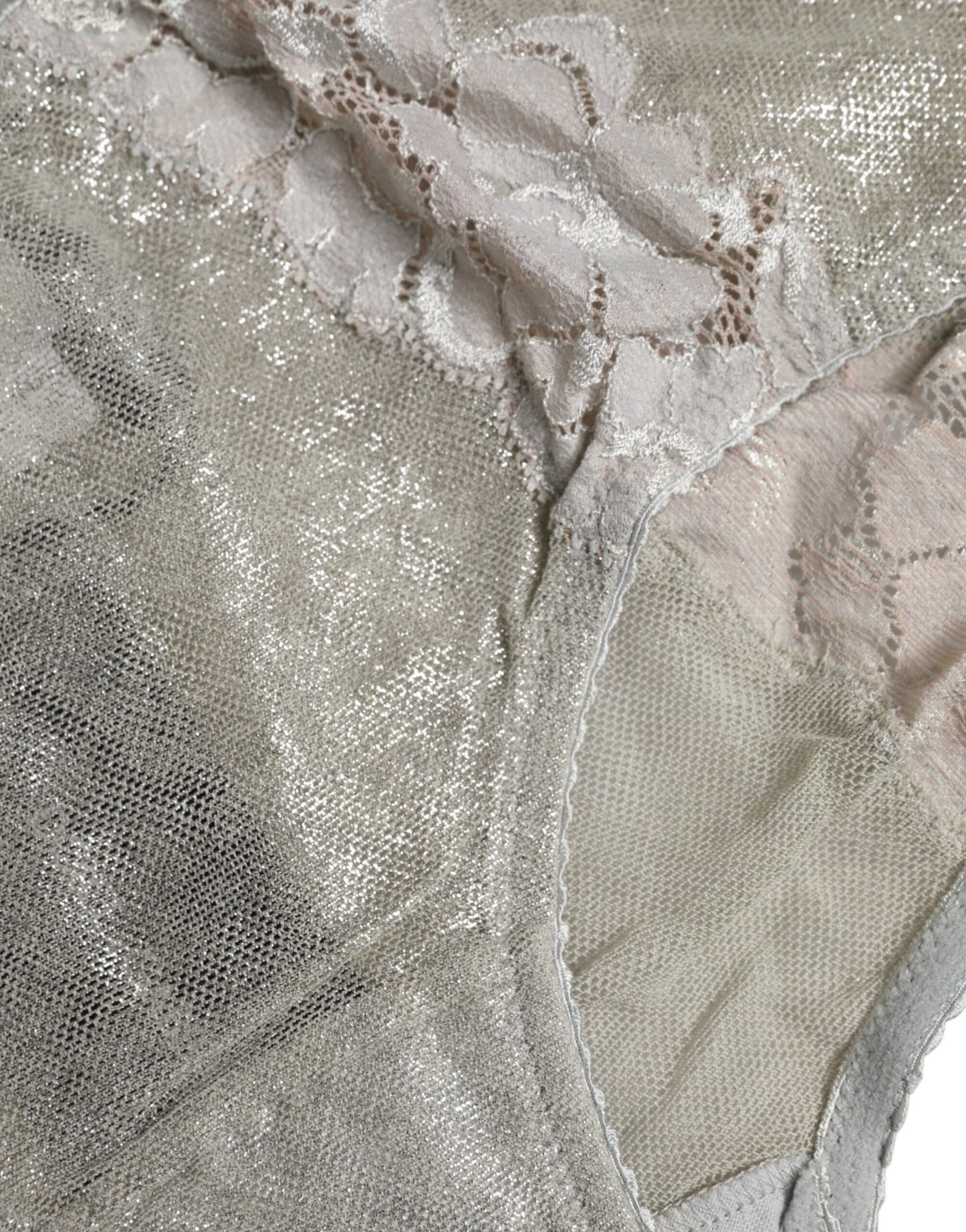 Dolce &amp; Gabbana Slip in pizzo floreale grigio a vita alta
