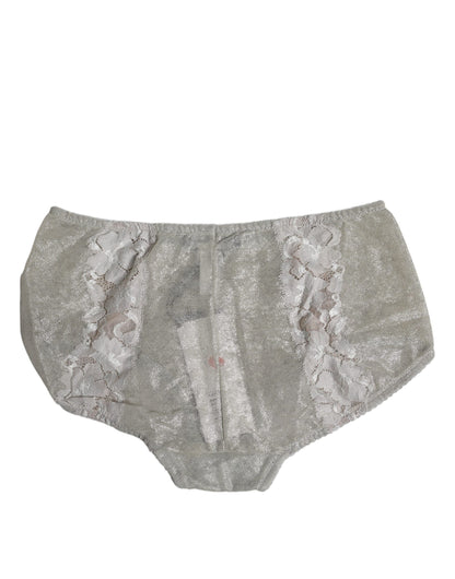Dolce &amp; Gabbana Slip in pizzo floreale grigio a vita alta