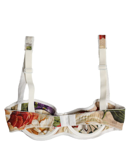 Dolce &amp; Gabbana Beige Floral Balconcino Reggiseno con ferretto Intimo