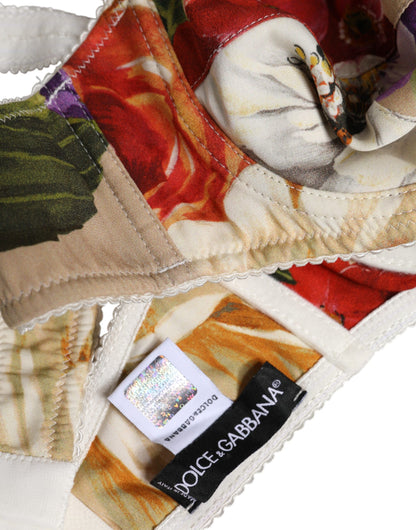 Dolce &amp; Gabbana Beige Floral Balconcino Reggiseno con ferretto Intimo