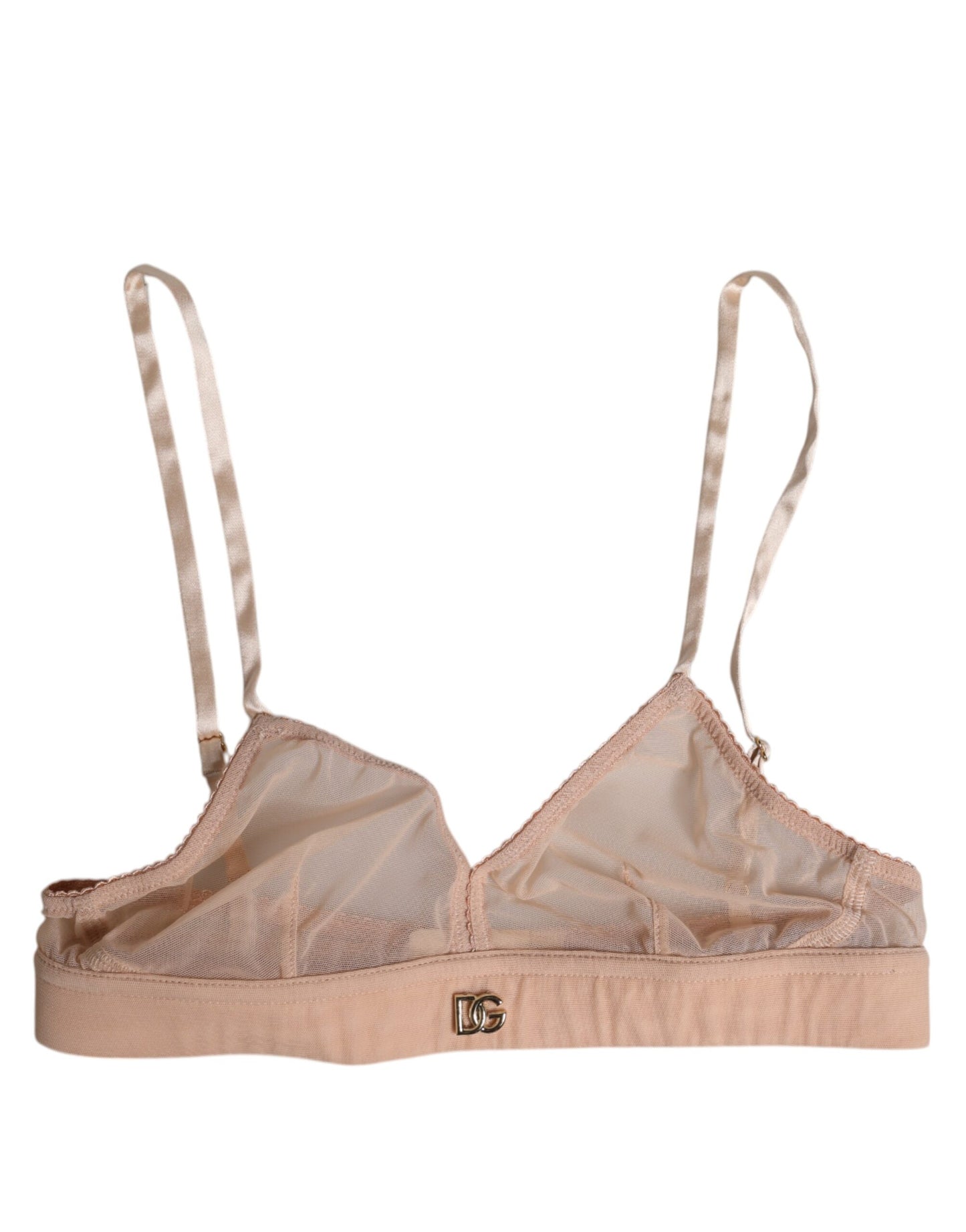 Reggiseno intimo senza ferretto Dolce &amp; Gabbana in nylon rosa cipria con logo DG