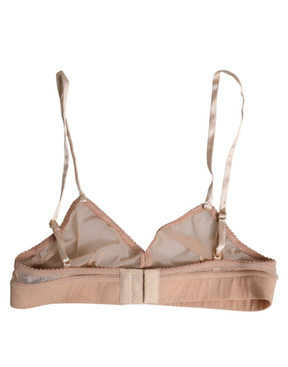 Reggiseno intimo senza ferretto Dolce &amp; Gabbana in nylon rosa cipria con logo DG