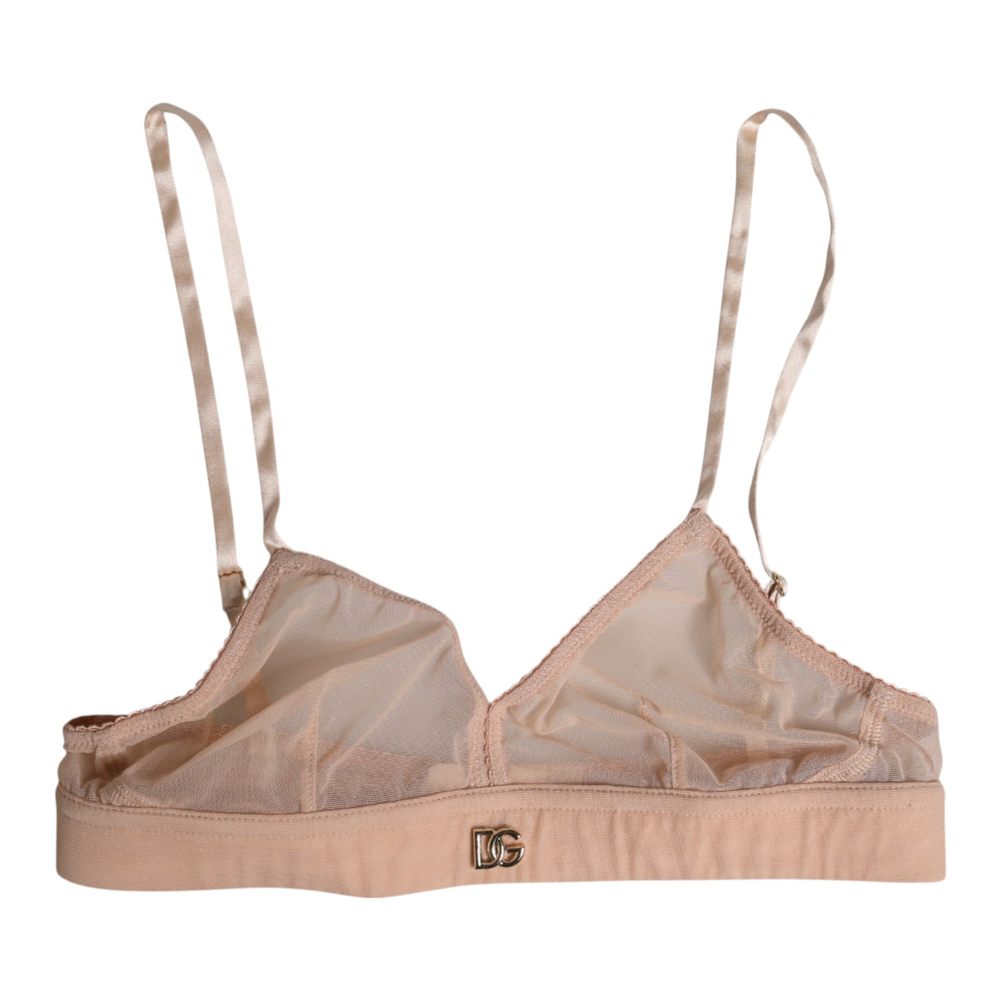 Reggiseno intimo senza ferretto Dolce &amp; Gabbana in nylon rosa cipria con logo DG