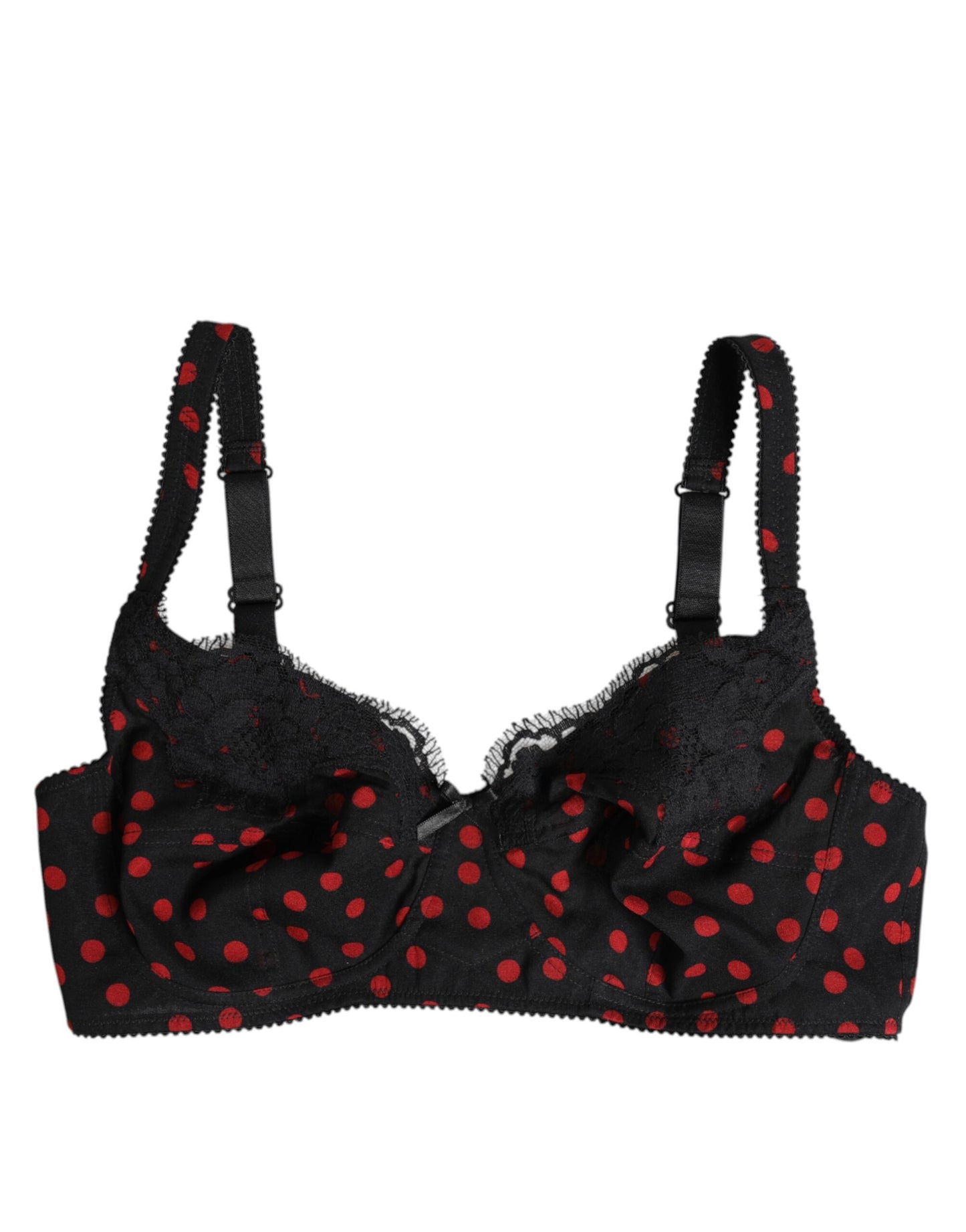 Dolce &amp; Gabbana Black Red Polka Dot Underwired Balconcino Underwear