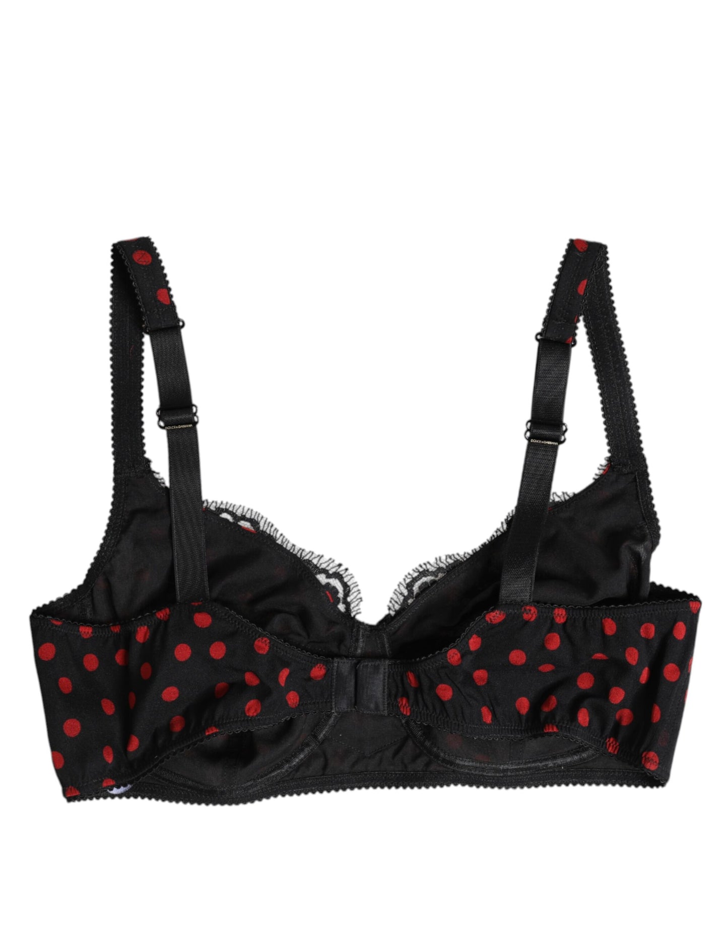 Dolce &amp; Gabbana Black Red Polka Dot Underwired Balconcino Underwear