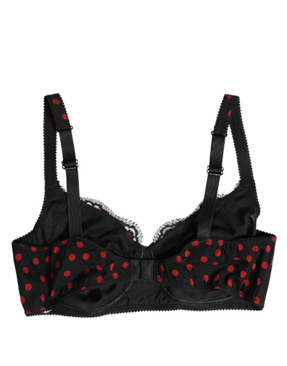 Dolce &amp; Gabbana Black Red Polka Dot Underwired Balconcino Underwear