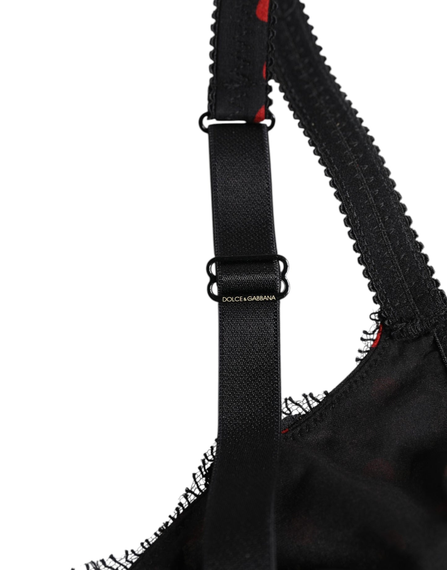 Dolce &amp; Gabbana Black Red Polka Dot Underwired Balconcino Underwear