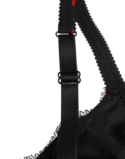 Dolce &amp; Gabbana Black Red Polka Dot Underwired Balconcino Underwear
