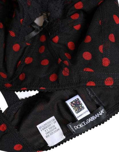 Dolce &amp; Gabbana Black Red Polka Dot Underwired Balconcino Underwear