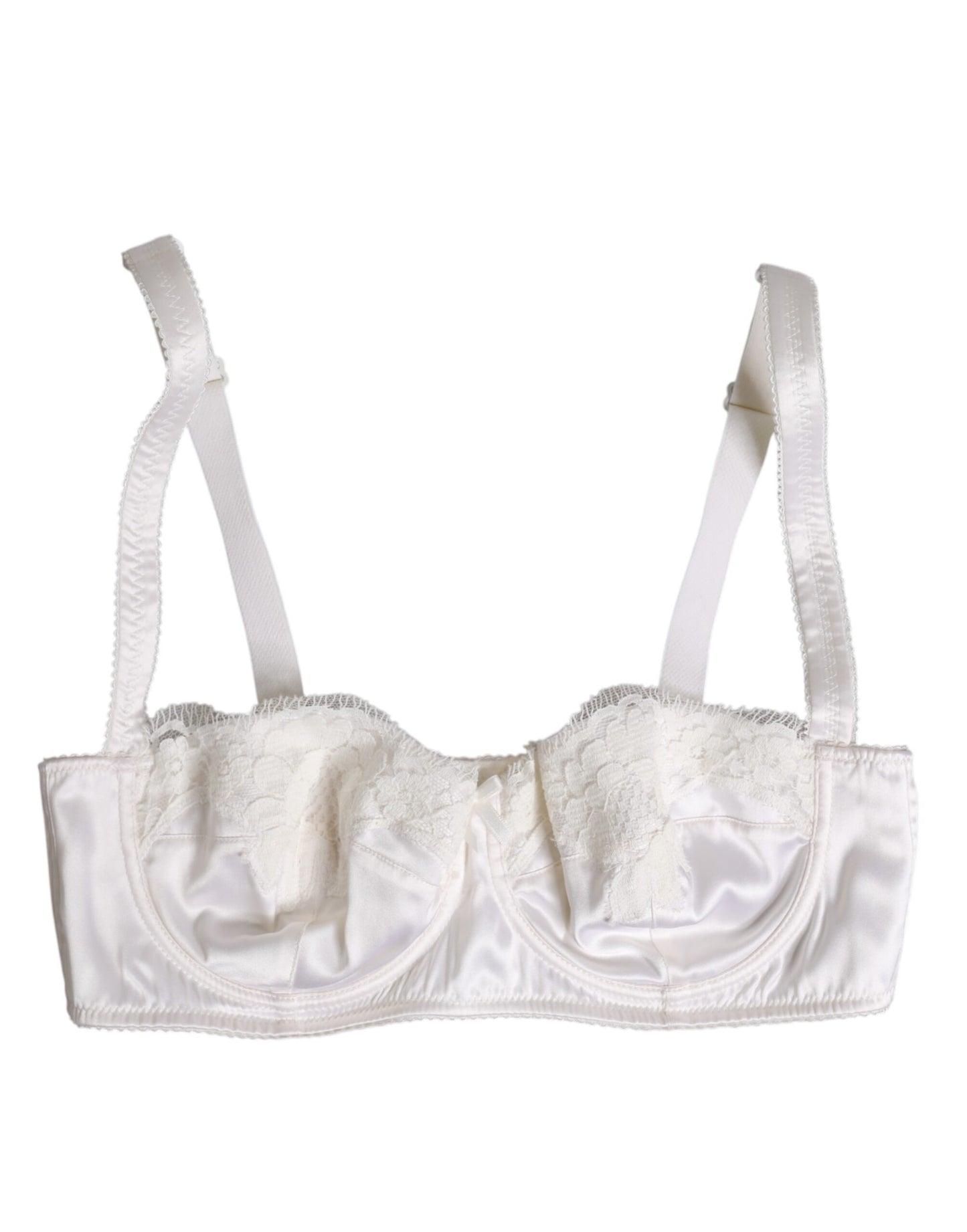 Reggiseno a balconcino con ferretto in seta bianca Dolce &amp; Gabbana