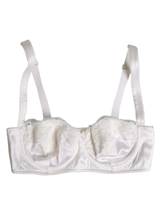 Reggiseno a balconcino con ferretto in seta bianca Dolce &amp; Gabbana